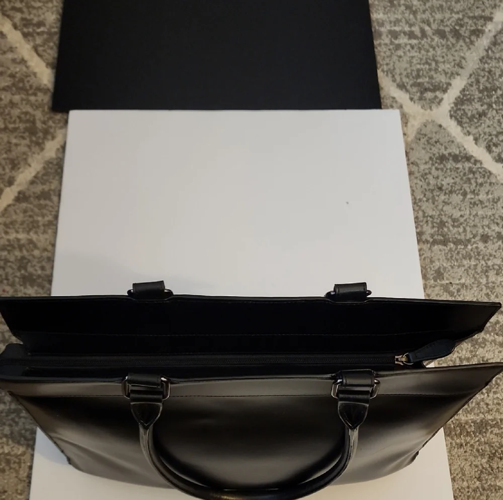Lodis Black Leather Top-Handle Tote